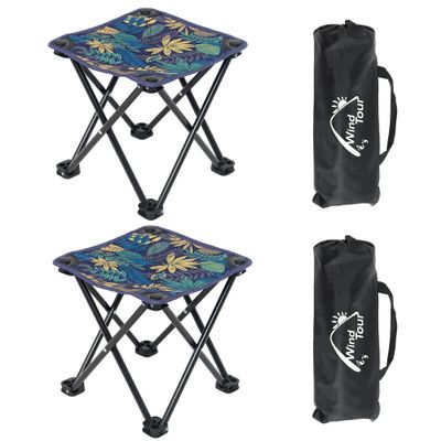 Wind Tour Portable Folding Camping Stool Outdoor Camping Lightweight Samll Chair for Fishing Hiking Gardening and Beach with Carry Bag (Medium Blue -2)