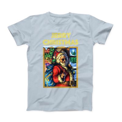 Jerry Christmas ADULT Holiday T Shirt (ADULT MEDIUM, LIGHT BLUE)
