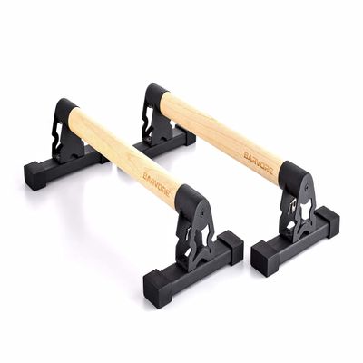 BARVORE Wooden Parallettes, low or medium gymnastics bars, handstand bars with wooden handle, parallette bars for calisthenics, push up bar, bodyweight training (Low (11 cm))