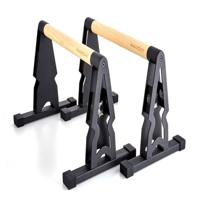 BARVORE Wooden Parallettes, low or medium gymnastics bars, handstand bars with wooden handle, parallette bars for calisthenics, push up bar, bodyweight training (High (30 cm))