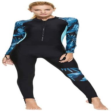 Women's Rash Guard Anti-UV Swimwear Dive Skin,Long Sleeve One Piece Front Zipper Wetsuit(XL, Z1)