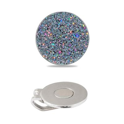Generic Premium Sparkling Golf Ball Marker. 1 inch Magnetic Bling Golf Accessory for Women. Vibrant, Classy Colors with Optional Hat Clip (with Hat Clip, Silver Holographic)