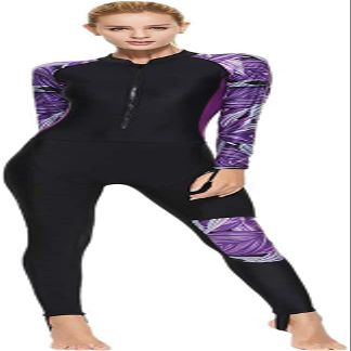 Women's Rash Guard Anti-UV Swimwear Dive Skin,Long Sleeve One Piece Front Zipper Wetsuit(XL, Z2)