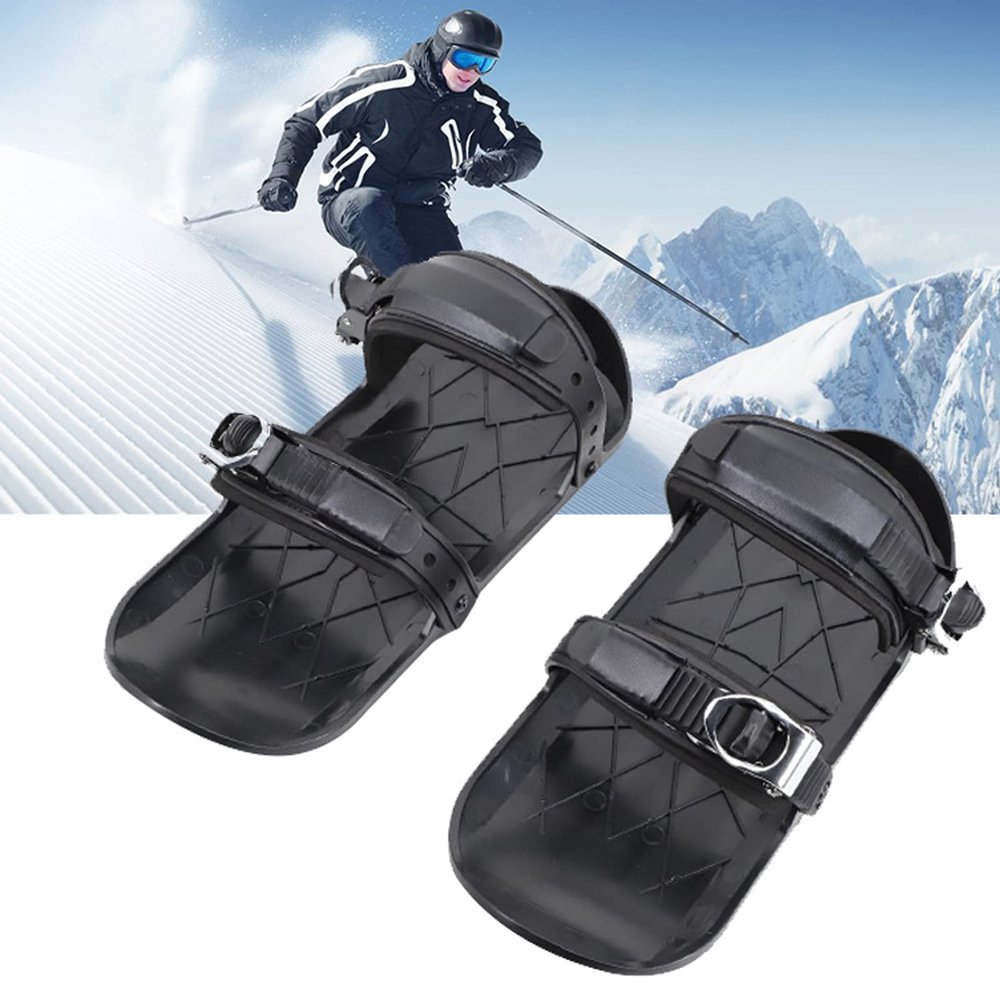 Ywhimsicaly Outdoor Skiing Mini Sled Mini Snowboard Sled Shoes Anti-Slip Foot Panels Snow Board Ski Boots Outdoor Skiing Winter Sports Equipment(Black)