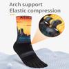 AONIJIE Hiking Toe Socks with Thickened Terry Moisture Wicking Five Finger Running Mid-Calf Socks for Men Women (US, Alpha, Small, Regular, Regular, Snow Mountain + Desert) view 4