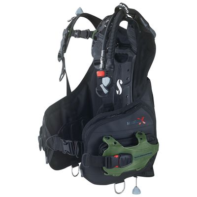 SCUBAPRO Hydros X Men's Scuba Diving BCD, Front-Adjustable with Balanced Power Inflator (BPI), Small, Includes Army Green Color Kit