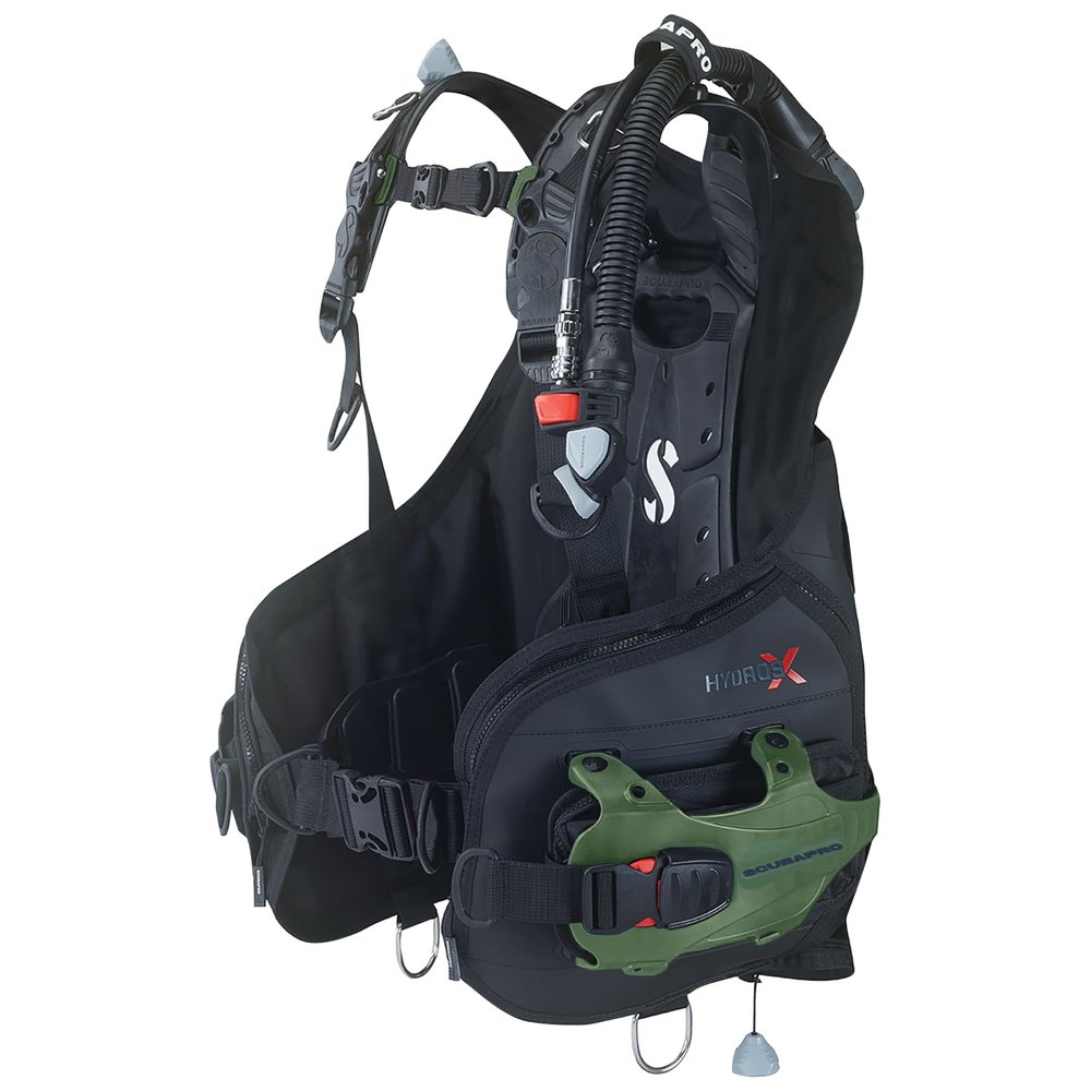 SCUBAPRO Hydros X Men's Scuba Diving BCD, Front-Adjustable with Balanced Power Inflator (BPI), Small, Includes Army Green Color Kit