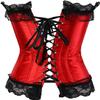 ADELCE Lace Up Corsets Tops for Women Floral Overbust Corset Top Bustier Shapewear Lingeire Plus Size Bodysuit Red XL view 2