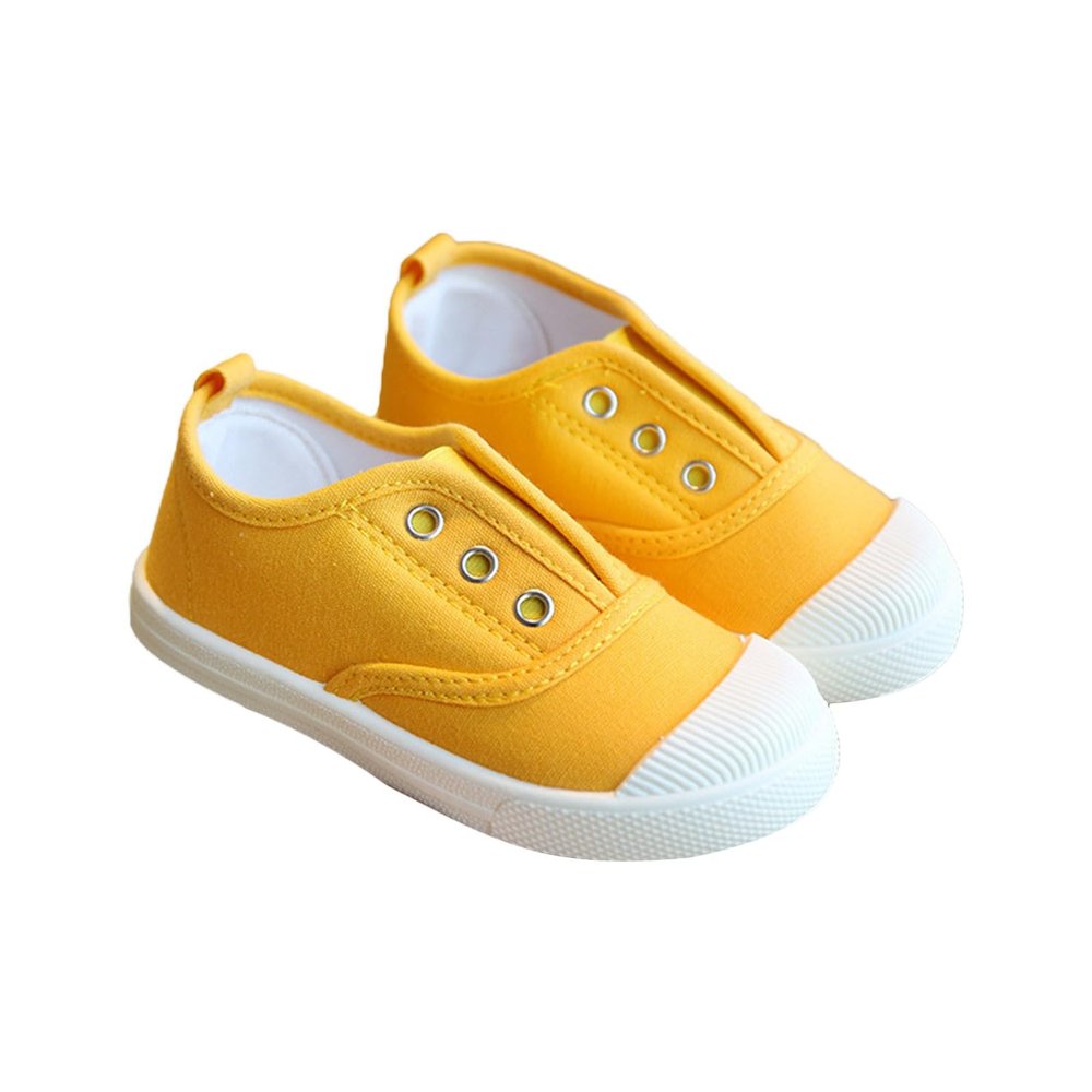 Girls Volleyball Shoes Toddler Boys Girls Low Top Canvas Slip On Shoes Lightweight Casual (Yellow, 9.5 Little Child)