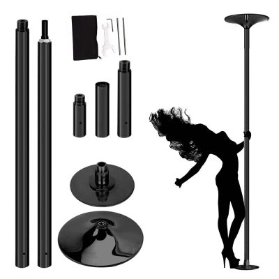 REMYSAOS Professional Dancing Pole Black Spinning Dance Pole, Stripper Pole for Bedroom/Party/Living Room, Dancing Fitness Rod with Tools, No-Drill Portable Steel Pole(2.5m-3m(8.2ft-9.8ft))
