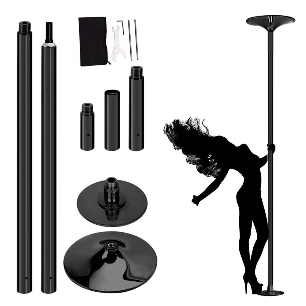 REMYSAOS Professional Dancing Pole Black Spinning Dance Pole, Stripper Pole for Bedroom/Party/Living Room, Dancing Fitness Rod with Tools, No-Drill Portable Steel Pole(2.5m-3m(8.2ft-9.8ft))