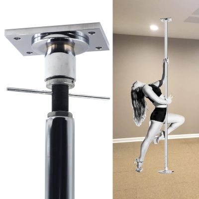 Dance Pole Exercise Club Permanent Dance Pole with Fixed Plate, Spinning Static Dancing Pole for Home, 7.3ft-12.5ft Dance Pole with Ceiling Mount & Extension Accessories(274CM-287CM/9ft-9.4ft)