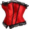 ADELCE Lace Up Corsets Tops for Women Floral Overbust Corset Top Bustier Shapewear Lingeire Plus Size Bodysuit Red L view 3