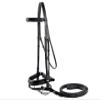 Derby Originals Black Leather Dressage Crank Horse Bridle with Flash and Rubber reins St. Steel Hardware with 1 Year Warranty. for Daily use. (Black, Full Horse (Large)) view 1