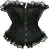ADELCE Lace Up Corsets Tops for Women Floral Overbust Corset Top Bustier Shapewear Lingeire Plus Size Bodysuit Black L view 1