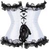 ADELCE Lace Up Corsets Tops for Women Floral Overbust Corset Top Bustier Shapewear Lingeire Plus Size Bodysuit White M view 2