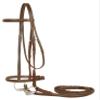 Derby Originals Everyday Raised Leather English Schooling Bridle with Laced Reins, Havana, Full Horse Size view 1
