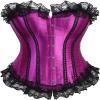 ADELCE Lace Up Corsets Tops for Women Floral Overbust Corset Top Bustier Shapewear Lingeire Plus Size Bodysuit Purple S view 1