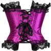 ADELCE Lace Up Corsets Tops for Women Floral Overbust Corset Top Bustier Shapewear Lingeire Plus Size Bodysuit Purple S view 2