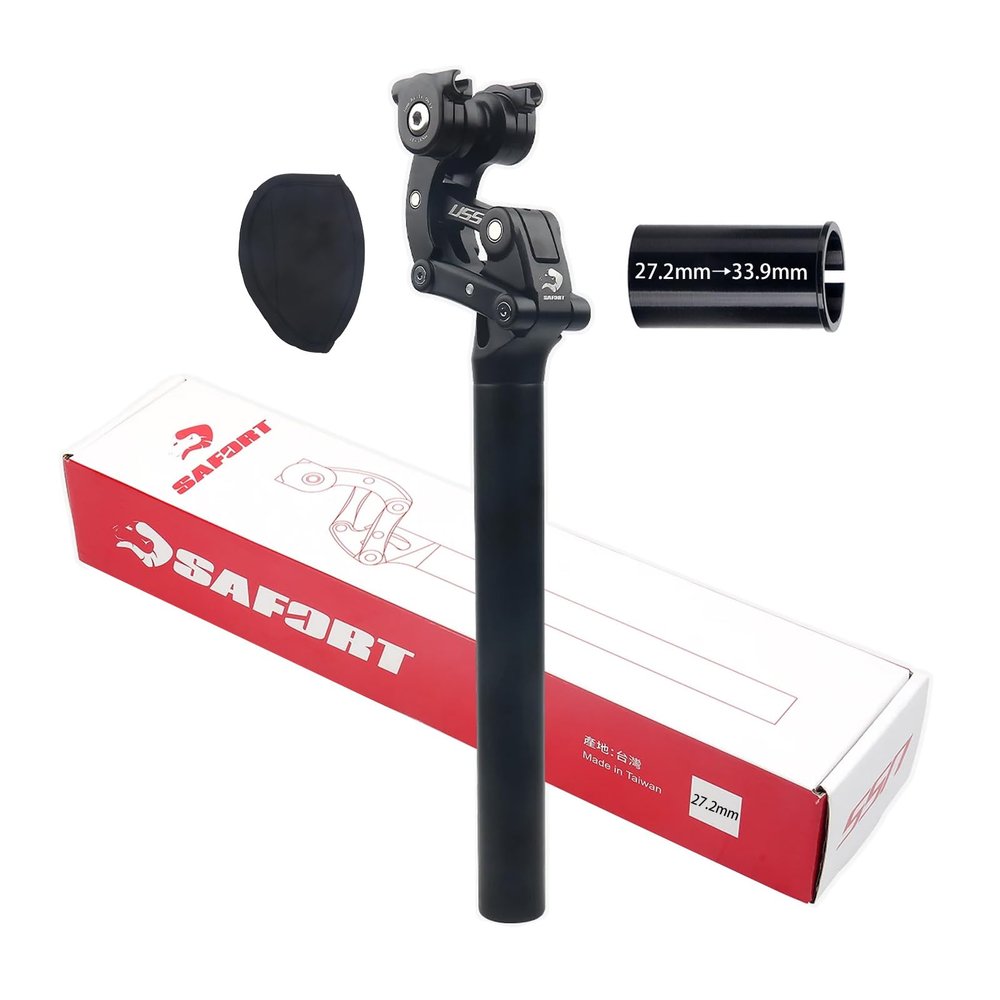 CooMeng SAFORT USS SP18 Suspension Seatpost 4-Links Structure with Hard/Soft Micro Adjustment Function 27.2/28.6/30.0/30.4/30.9/31.6/33.9mm for Road, Gravel, MTB & Electric Bikes-33.9MM