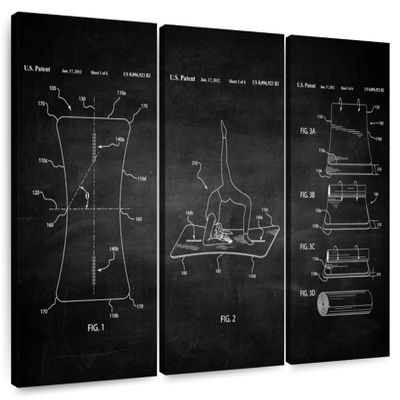 ElephantStock Exercise Mat Patent Prints Sports Canvas - 3 Panel Decor - Decorations for Boys - Sports Patent Wall Art and Office Decor - 23" X 14"