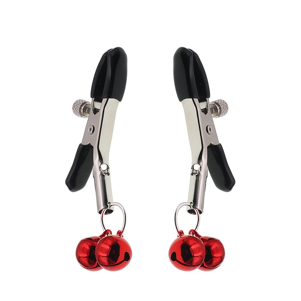 Acekiily Stainless Steel Body Clamp for Women with Bells - Non-Piercing Body Jewelry Gift (Red)