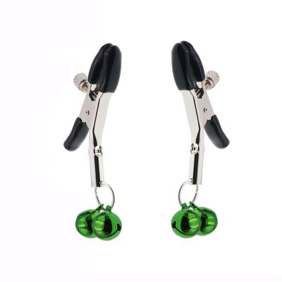 316L Stainless Steel Body Clamp for Women's Body Ring with Bells Body Clamps Clip Adjustable Body Clamps Non-Piercing Body Jewelry Gift (Green)