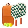 Dinkly Pickleball Paddles Set of 2 - USAPA Approved Graphite/Fiberglass Pickleball Racket, 2 Paddles, 4 Balls and 1 PU Leather Carry Bag, Pickle Ball Set for Men Women, Wave Check view 1