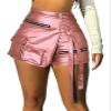 NUISUSK Skirt Shorts for Women Cute Metallic Faux Leather Asymmetrical Solid Cargo Hot Shorts Rose Gold XL view 1