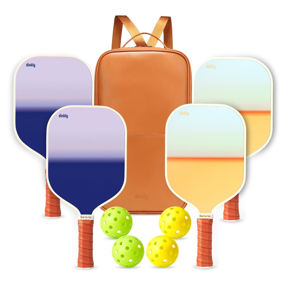 Pickleball Paddles Set of 4 - USAPA Approved Graphite Lightweight Racket, 4 Pickleball Rackets, 4 Outdoor Balls and 1 PU Leather Bag, Pickle Ball Set for Men Women Beginners, Sunset Glow