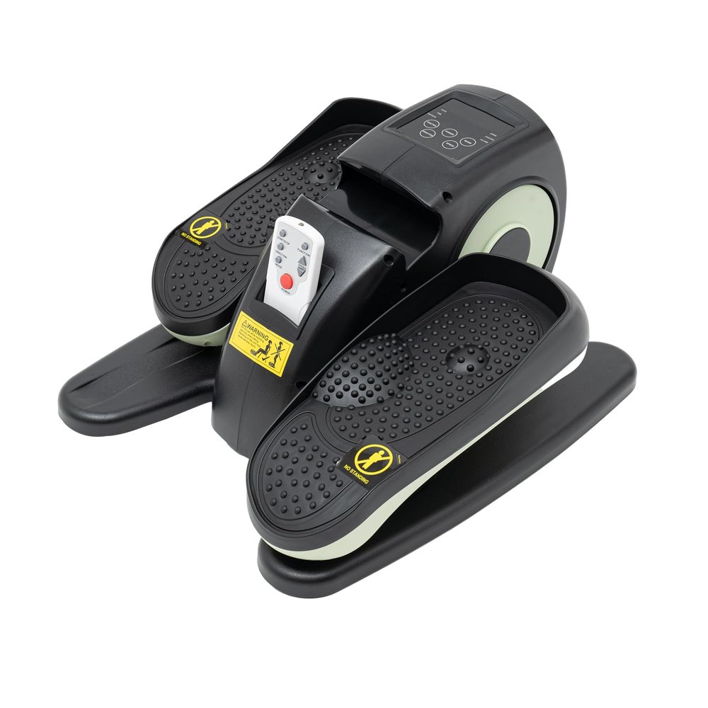 Under Desk Electric Elliptical Trainer Leg Foot Pedal Ellipse Exerciser for Senior Portable Bike Elliptical Machine While Sitting Leg Exerciser with Remote Control for Home, Green