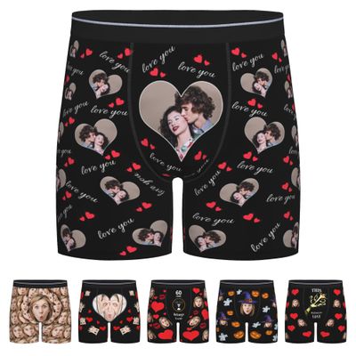 Custom Boxers for Men Birthday Gift Ideas Custom Underwear for Boyfriend Shorts Christmas Birthday Gift Briefs Underwear Face-L-00143