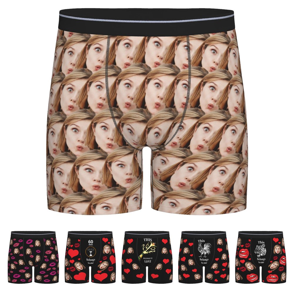 NineFit Basics Custom Boxers with Face on Them Custom Underwear Personalized Boxers for Boyfriend Christmas Birthday Gift Ideas for Men Funny Boxers-M-0012, Medium, Style-3