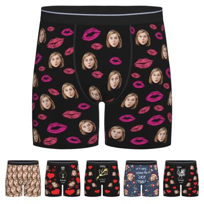 Custom Boxers with Face - Funny Novelty Boxer Briefs Shorts for Men - Personalized Cute Underwear for Valentine's Day, Birthday, Christmas Gifts-S-00146