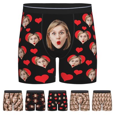 NineFit Basics Customized Boxers for Men Elephant Trunk Underwear Birthday Gift Custom Underwear for Boyfriend Christmas Underwear with Faces-XL-00109, X-Large, Style-22