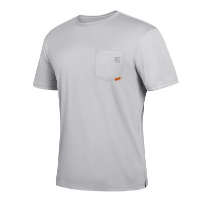 SG Edge Men's Rash Guard Shirts UPF 50+ Moisture Wicking Short Sleeve Chest Pocket Quick Dry Lightweight,Grey,L