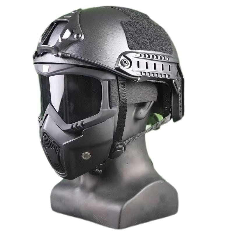 MICH Airsoft Helmet and Mask Set,Airsoft Maskwith Detachable Anti-Fog Goggles Protective Full Face Tactical Mask for CS Airsoft Shooting Halloween Cosplay Cycling Party