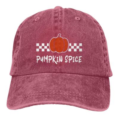 Pumpkin Spice Hat Funny Cotton Hats Adjustable Vintage Cowboy Baseball Cap for Men Women Red