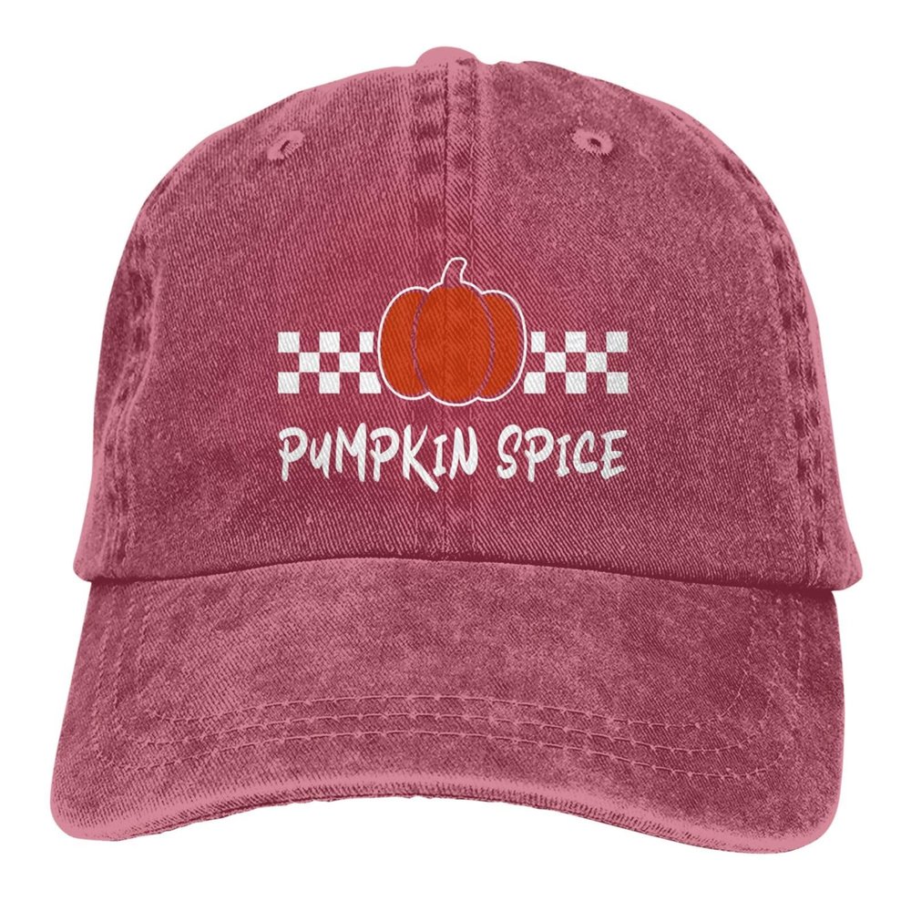 Pumpkin Spice Hat Funny Cotton Hats Adjustable Vintage Cowboy Baseball Cap for Men Women Red