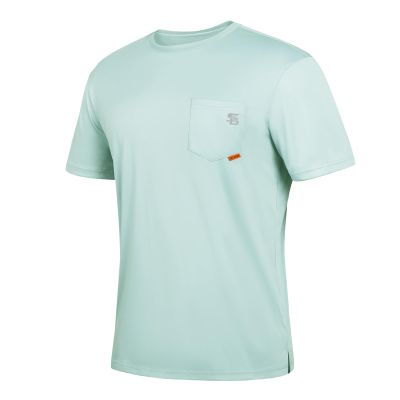 SG Edge Men's Rash Guard Shirts UPF 50+ Moisture Wicking Short Sleeve Chest Pocket Quick Dry Lightweight,Light Green,L