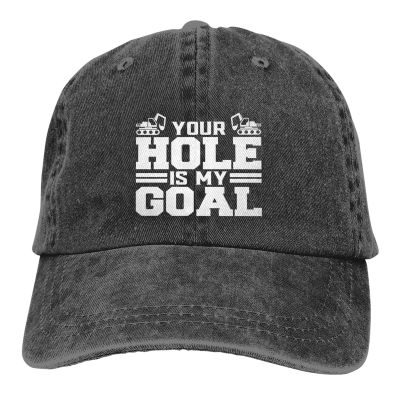 NineFit Basics Excavator Operator Your Hole is My Goal Hat Funny Cotton Hats Adjustable Vintage Cowboy Baseball Cap for Men Women Black