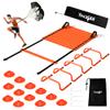 Yes4All Agility Ladder Adjustable Speed & Agility Training Equipment for All Ages, Durable Speed Ladder, Multiple Combo Sets Available, Orange,12 Agility Cones, 5 Hurdles, Jump Rope, Running Parachute view 1