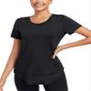 Abrooical Women's Hiking Crew Neck Short Sleeve Sports Yoga Breathable Casual Tops Sunwear Black 01 X-Large view 1