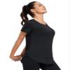 Abrooical Women's Hiking Crew Neck Short Sleeve Sports Yoga Breathable Casual Tops Sunwear Black 01 X-Large view 4
