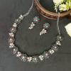 Efulgenz Indian Oxidized Jewelry Floral Faux Pearl Drop Indian Jewelry Sets for Women Antique Boho Multicolor Stone Necklace Sets Dangle Earrings Choker Necklace Earrings Set Bohemian Jewelry Set for Women view 2