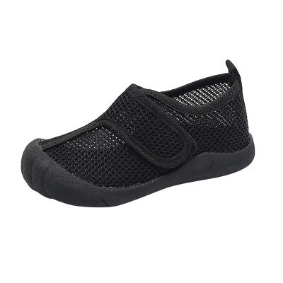 Boys Girls Solid Color Mesh Breathable Beach Water Shoes Hollowed Non Slip Sandals Kids Quick-Dry Socks (Black, 6.5 Infant)
