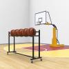 Scpantkend Home Gym Organizer Rack Basketball Rack, Ball Rack with Caster Wheels, 2 Tier Balls Organizer, Rolling Sport Ball Storage, Sports Ball Rack for Garage, Sport Equipment Organizer(Long 85cm) view 3