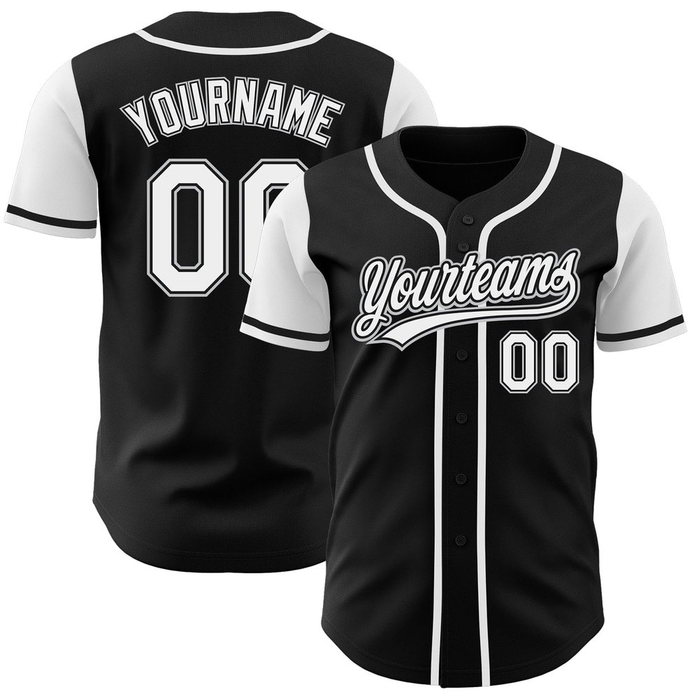 NineFit Basics Custom Black Baseball Jersey, Stitched Printed Personalized Name Number, White Baseball Shirt Uniform for Men Women Youth