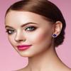 14K Gold Plated Stainless Steel Four Leaf Clover Stud Earrings for Women (Dark Blue-Gold Plated) view 2