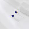 14K Gold Plated Stainless Steel Four Leaf Clover Stud Earrings for Women (Dark Blue-Gold Plated) view 4